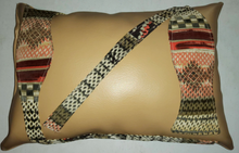 Load image into Gallery viewer, Artisan pillow tan vegan leather ethnic bow tie detail
