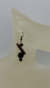 Artisan Disc Wood With Lava Rock Detail Earrings