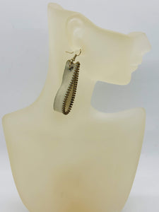 Artisan Ivory Zipper Goldtone Earrings