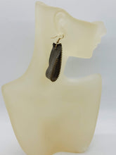 Load image into Gallery viewer, Artisan Brown Zipper Goldtone Earrings
