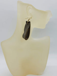 Artisan Brown Zipper Goldtone Earrings